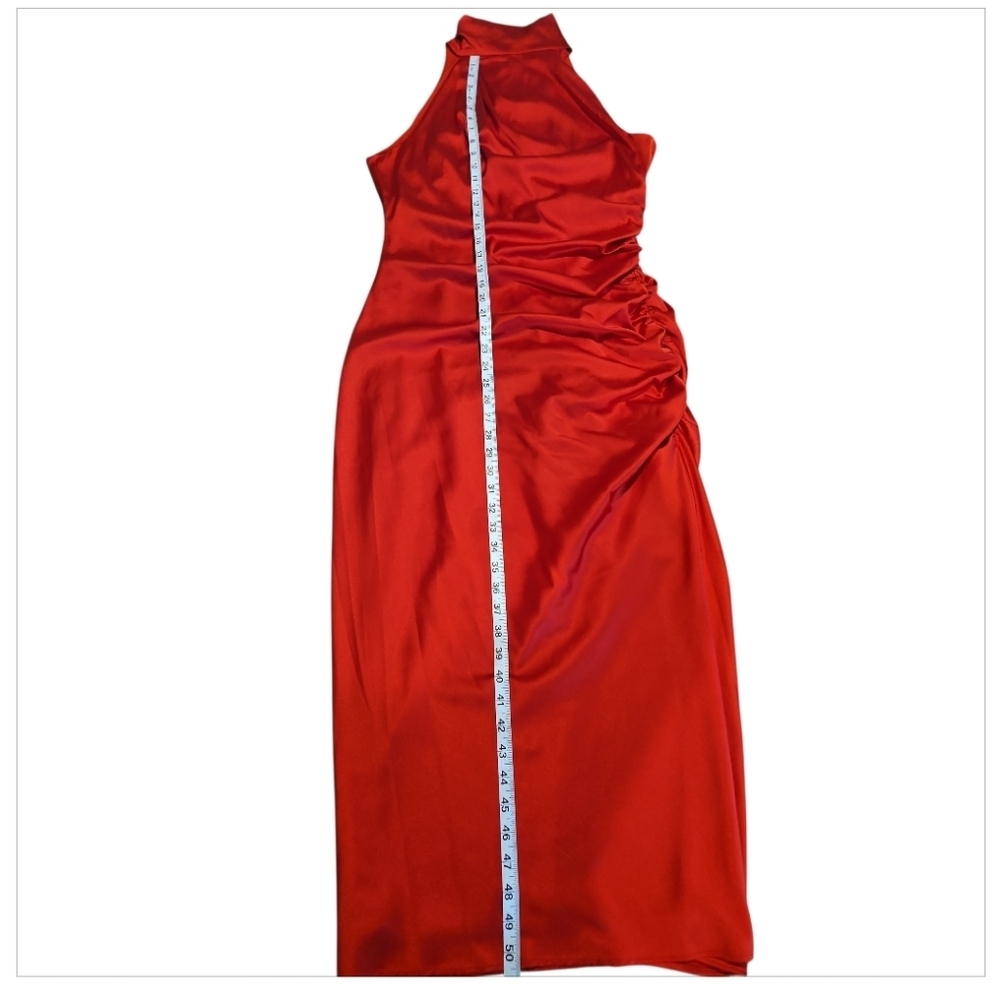 NWT Badgley Mischka Red Satin Midi Dress sz 10 - Picture 6 of 8